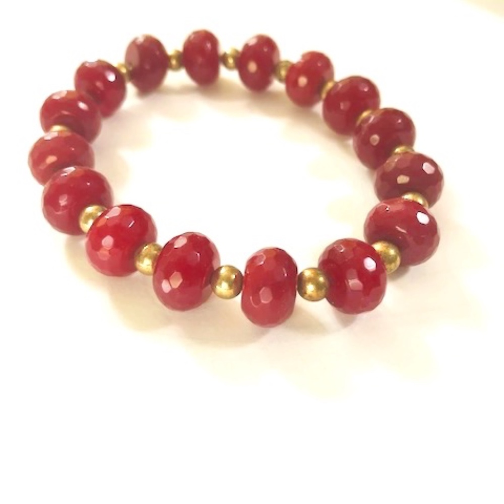 Rich Red CRANBERRY Glass Bead Bracelet